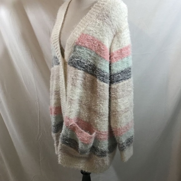 SALE NWOT Cozy Soft Button Front Striped Cardigan Sweater - Picture 4 of 6